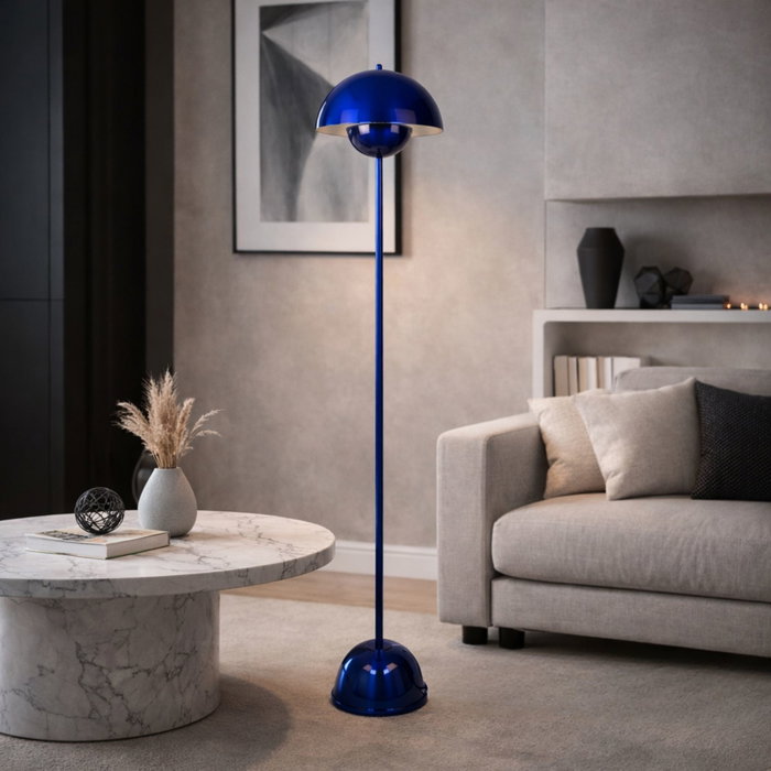 Opviq Lámpara de Pie Azul Marino de Metal